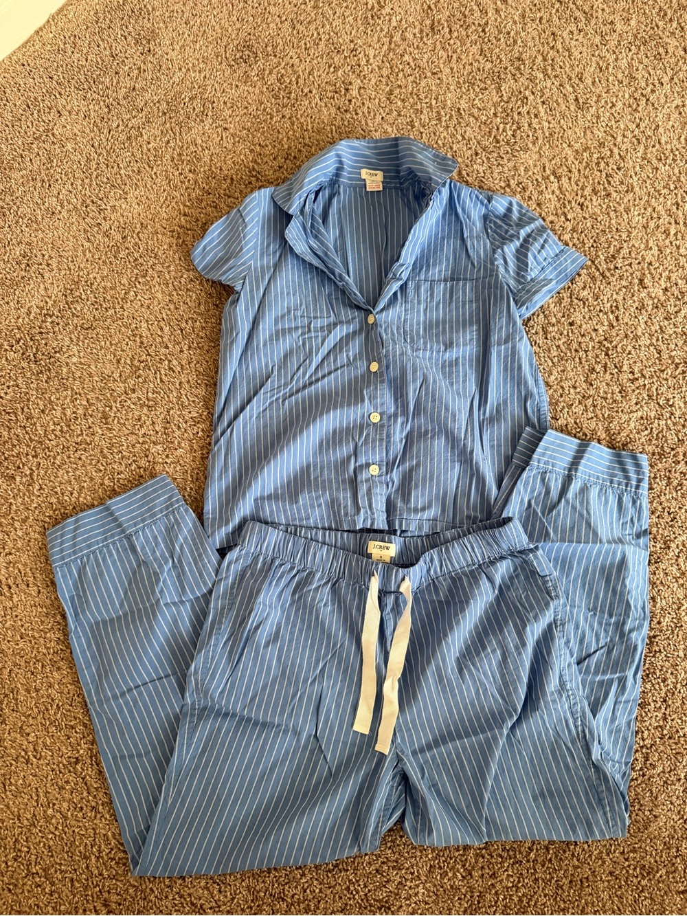 J. Crew Light Blue Pinstripe Short-Sleeve Pajama Set